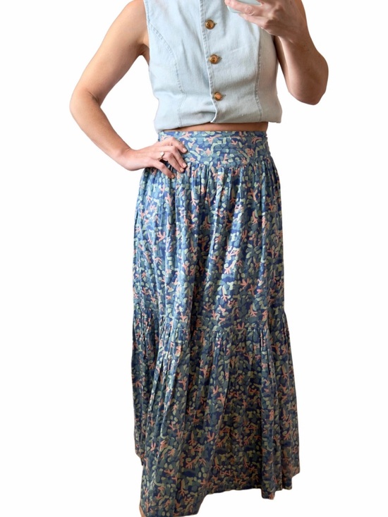 Mirth Dresses & Skirts - MIRTH Blue pattern Maxi Skirt - Lightweight Tiered Summer Skirt
